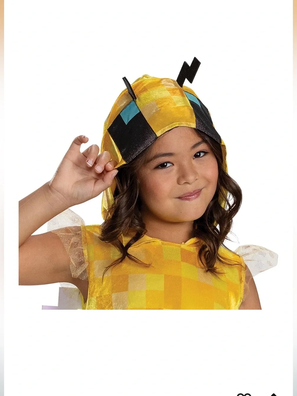 Minecraft Official Kids Yellow Bee Dress Costume with Hood and Wings